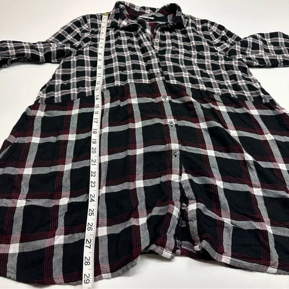 J. Jill Black Red Mixed Plaid Button Down Shirt Style Tunic Top Medium Petite - Picture 8 of 8